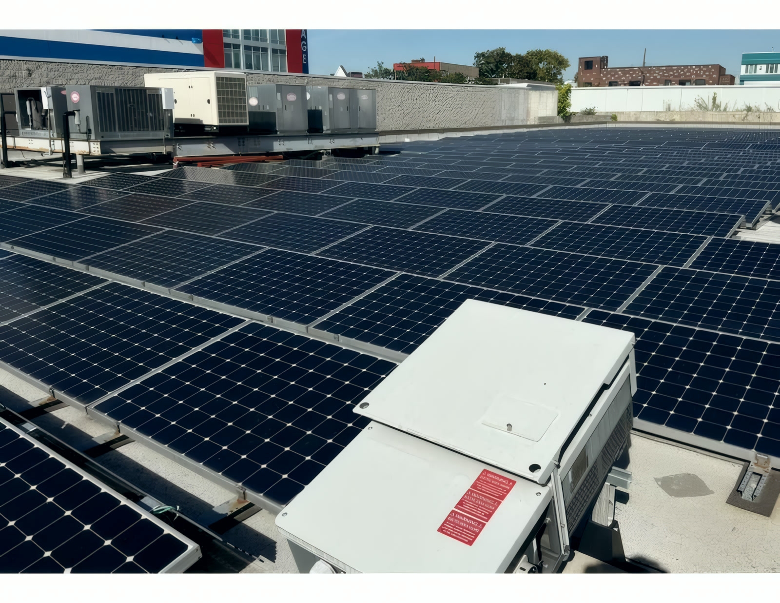 Rooftop solar array feeding the building load.